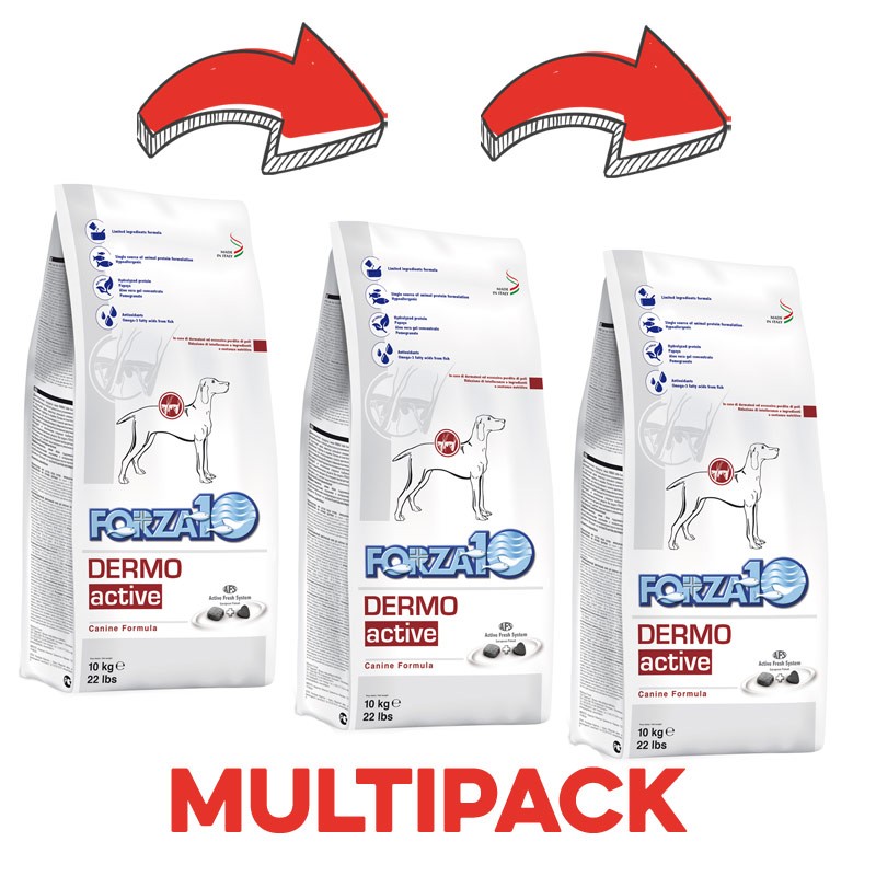 Forza10 Dermo Active per Cani - 10 Kg, 3 pezzi