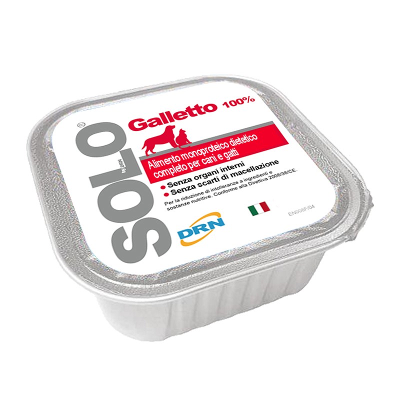 DRN Solo Galletto Umido per Cani e Gatti - 100 g, Singola
