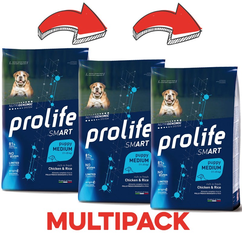 Prolife Smart Puppy Medium Pollo e Riso per Cuccioli - 10 Kg, Singola img 1