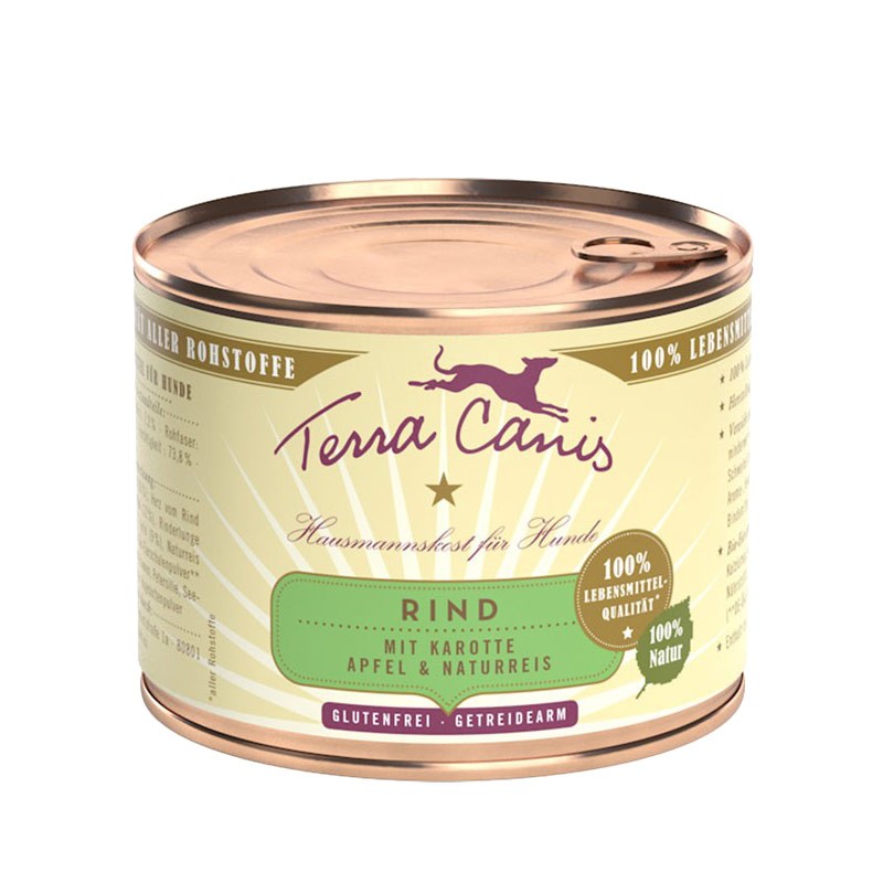 Terra Canis Manzo con Carote, Mela e Riso Integrale - 200 g, Singola