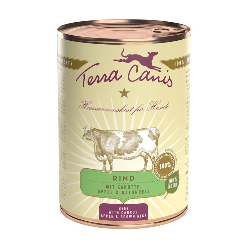 Terra Canis Manzo con Carote, Mela e Riso Integrale - 200 g, 12 pezzi