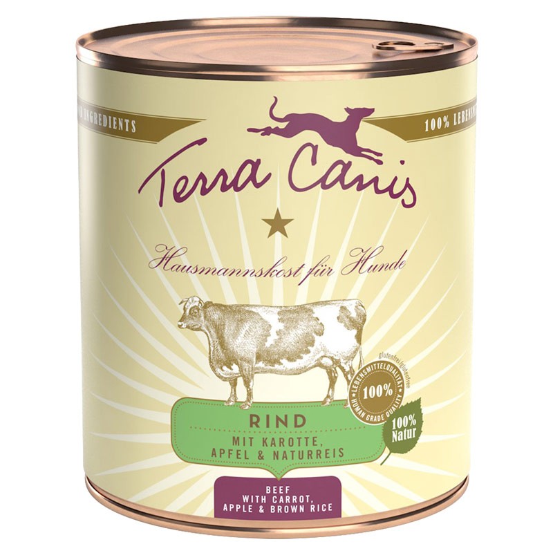 Terra Canis Manzo con Carote, Mela e Riso Integrale - 200 g, 6 pezzi