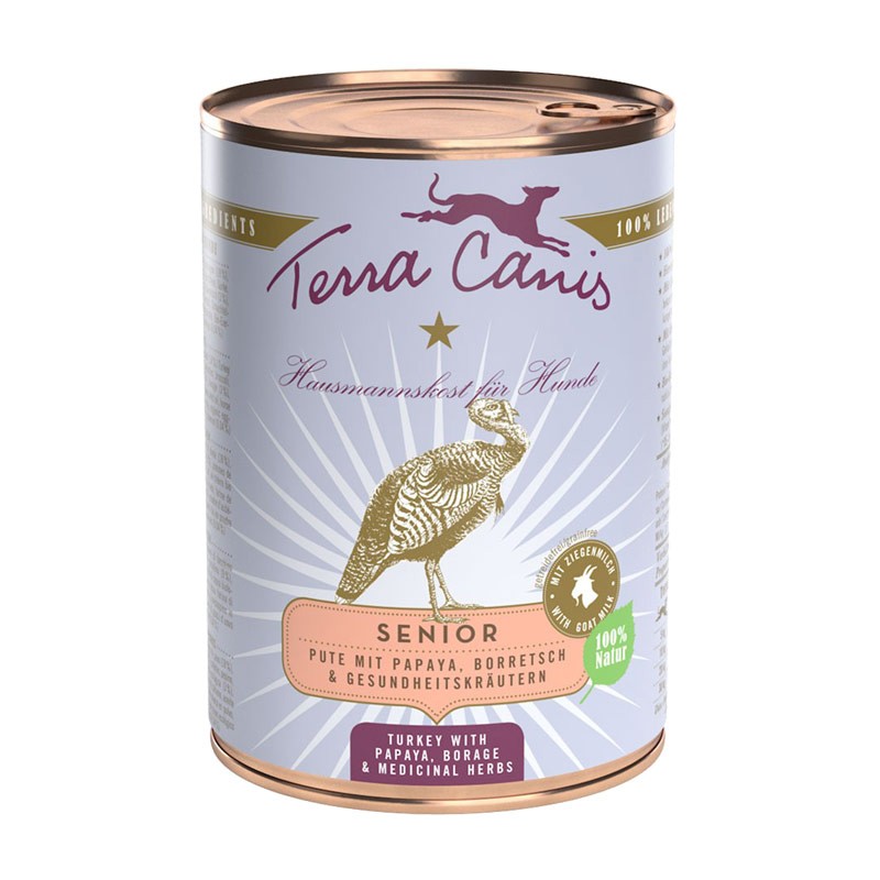 Terra Canis Senior Tacchino con Papaya, Borragine ed Erbe Officinali - 800 g, Singola