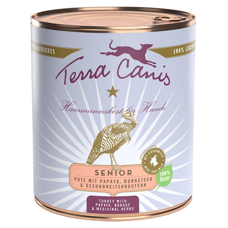 Terra Canis Senior Tacchino con Papaya, Borragine ed Erbe Officinali - 400 g, 6 pezzi