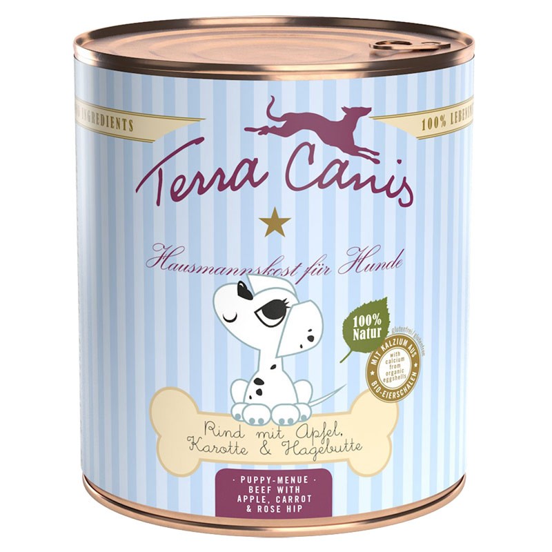 Terra Canis Puppy Manzo con Mela, Carote e Rosa Canina - 200 g, 6 pezzi