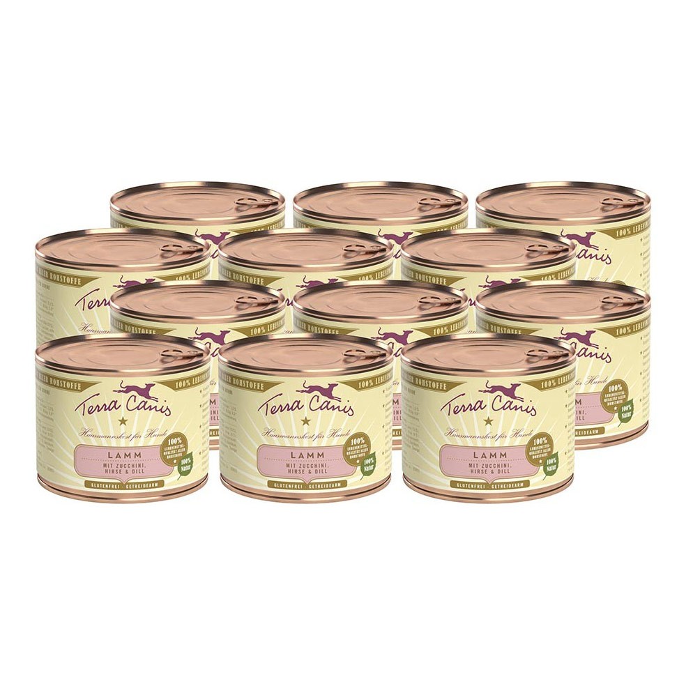 Terra Canis Agnello con Zucchine, Miglio e Aneto - 200 g, 12 pezzi