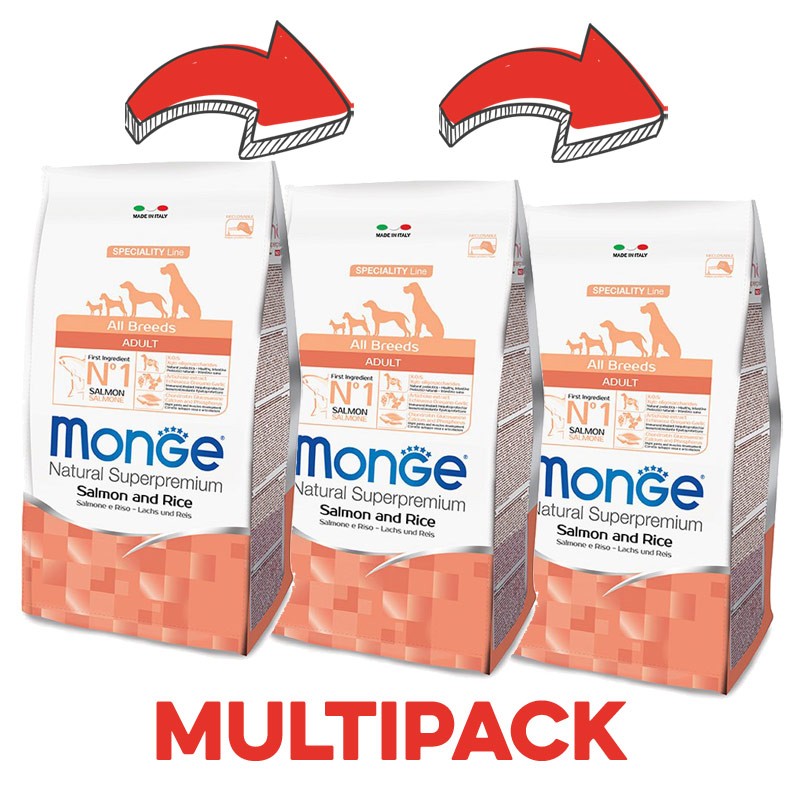 Monge Cane Adult Salmone - 2.5 Kg, 3 pezzi