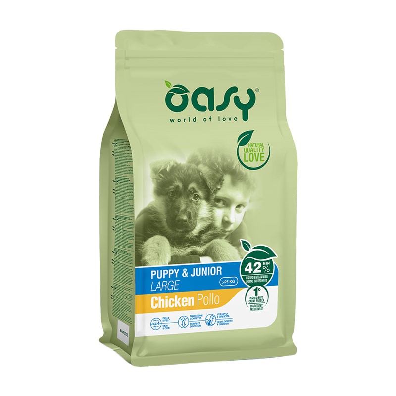 Oasy Puppy &amp; Junior Large al Pollo - 12 Kg