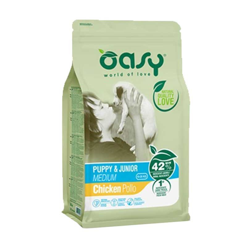 Oasy Puppy &amp; Junior Medium Pollo - 12 Kg