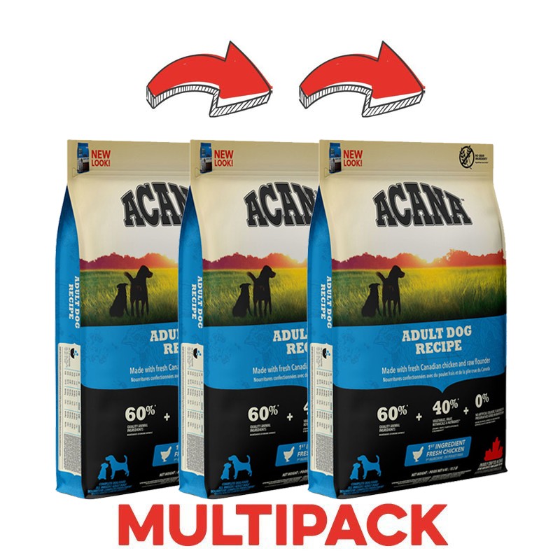 Acana Heritage Adult Dog - 11.4 Kg, 3 pezzi