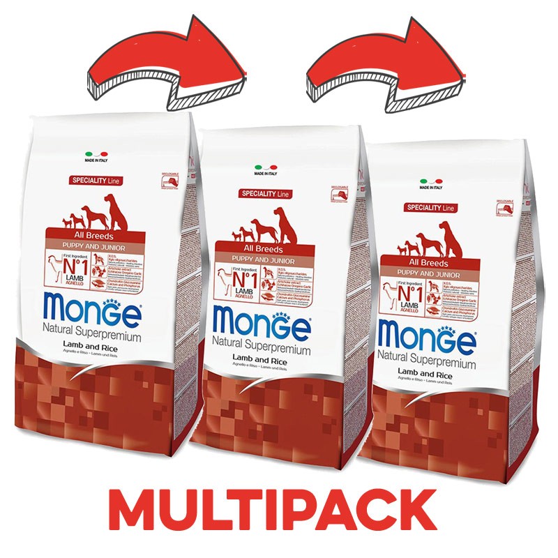 Monge Puppy &amp; Junior all'Agnello - 2.5 Kg, 3 pezzi