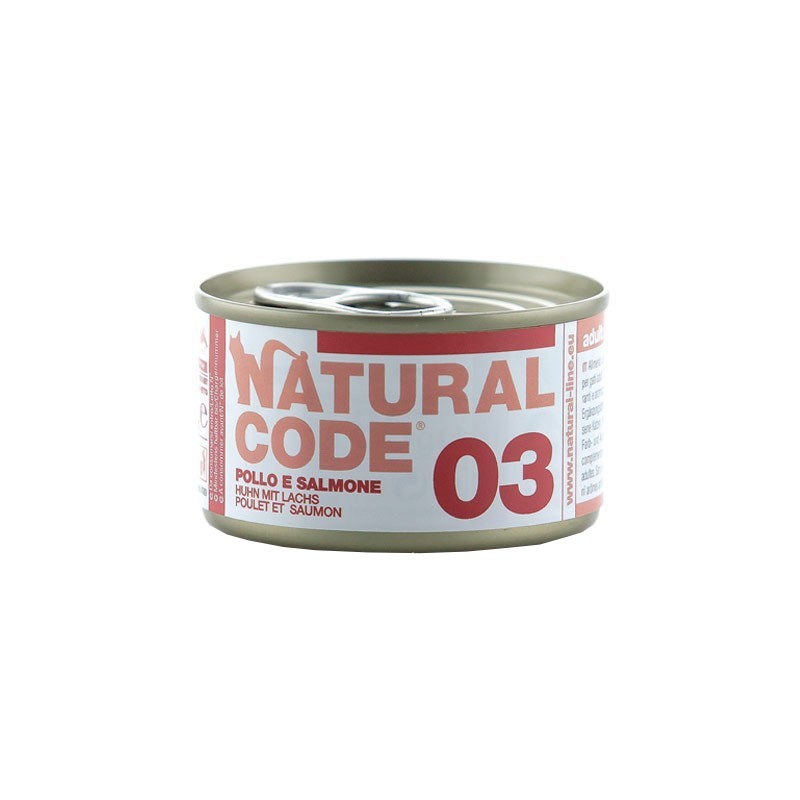 Natural Code Pollo e Salmone per Gatti 85gr - 85 g, 6 pezzi