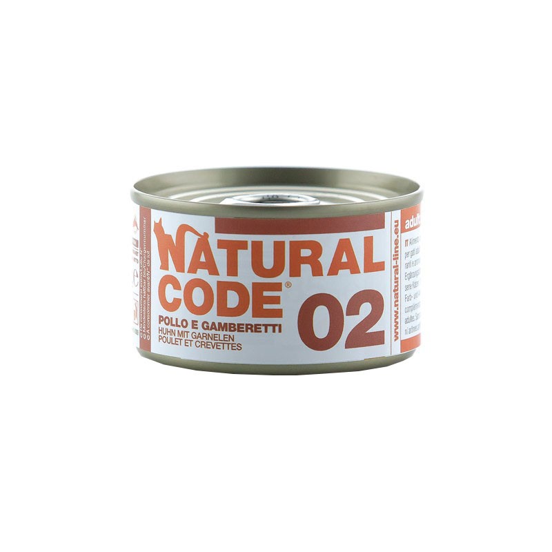 Natural Code Pollo e Gamberetti per Gatti 85gr - 85 g, 6 pezzi