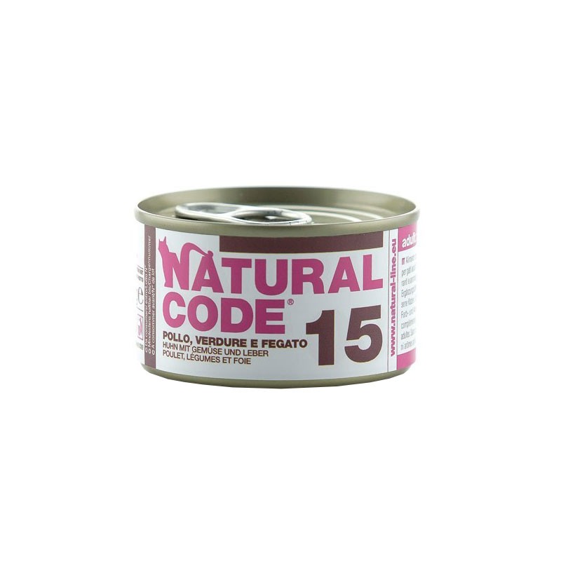 Natural Code Pollo Verdure Fegato per Gatti 85gr - 85 g, 6 pezzi