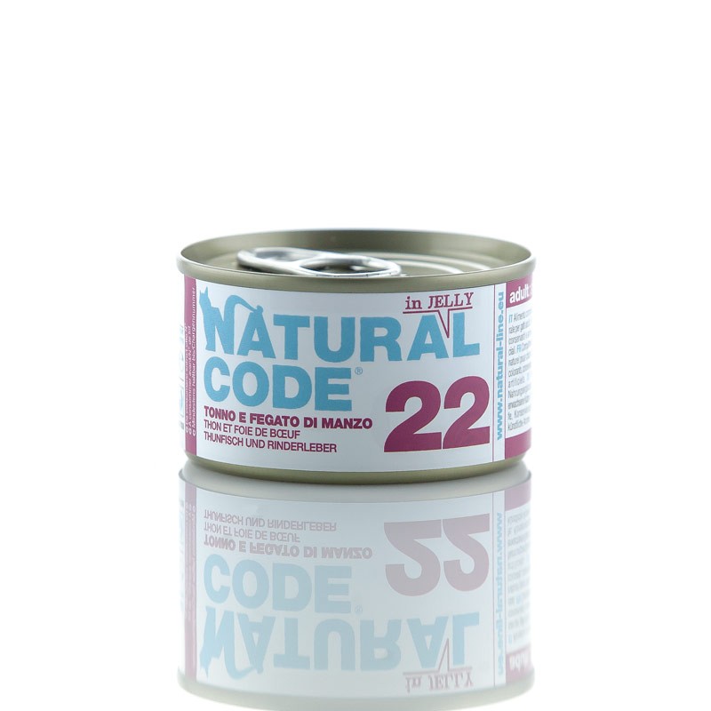 Natural Code Jelly Tonno e Fegato di Manzo per Gatti 85gr - 85 g, 6 pezzi