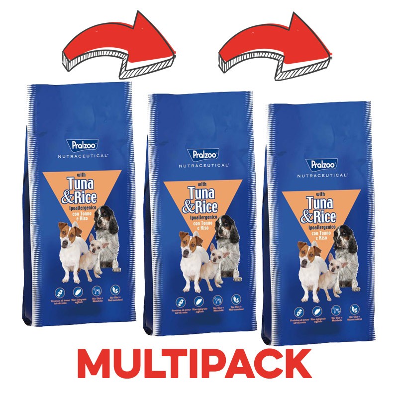 Pralzoo Ipoallergenico Tonno e Riso - 2 Kg, 3 pezzi