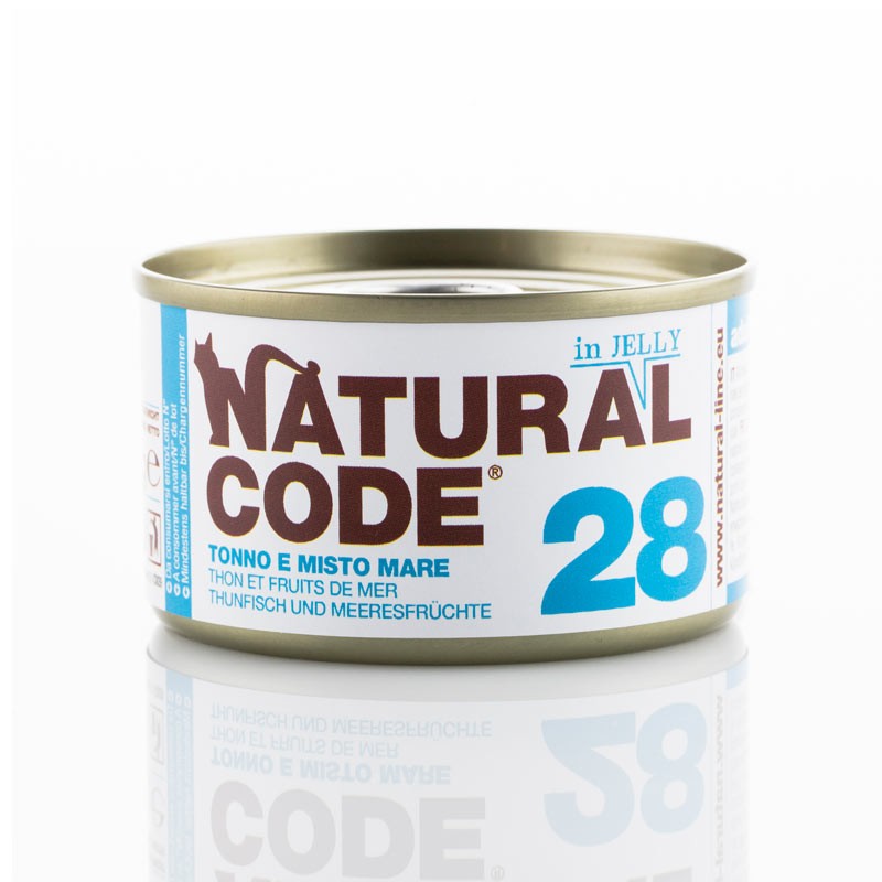 Natural Code Jelly Tonno e Mix Mare per Gatti 85gr - 85 g, 6 pezzi