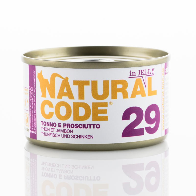 Natural Code Jelly Tonno e Prosciutto per Gatti 85gr - 85 g, 6 pezzi