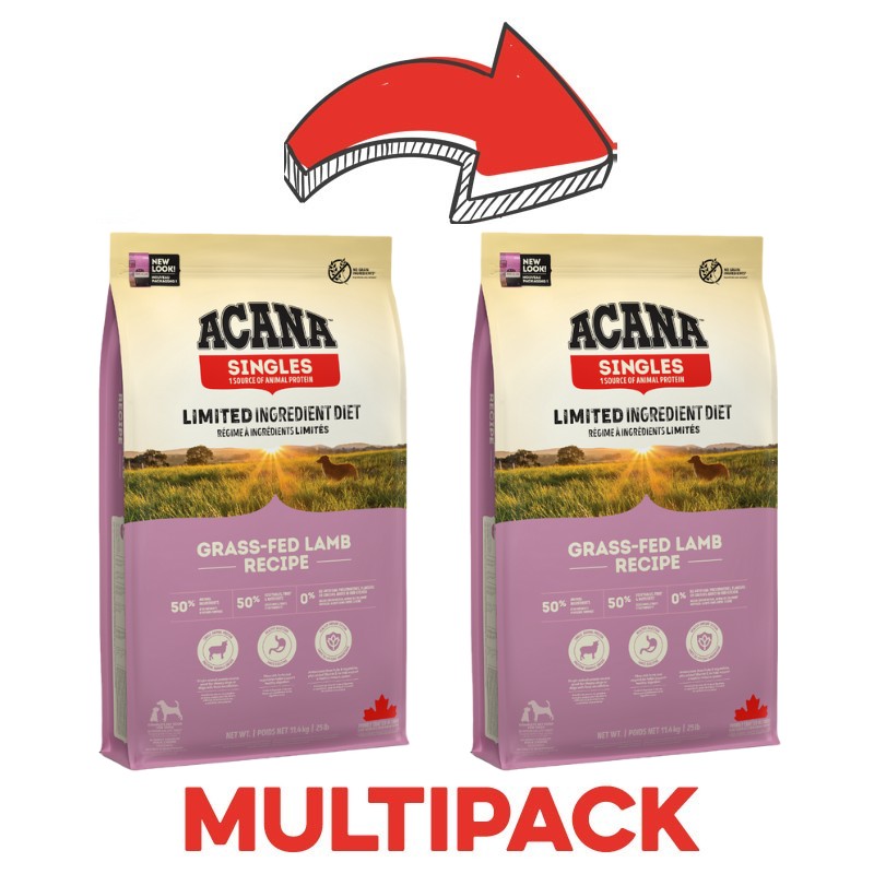 Acana Grass Fed Lamb Agnello e Mela per Cani - 2 Kg, 2 pezzi