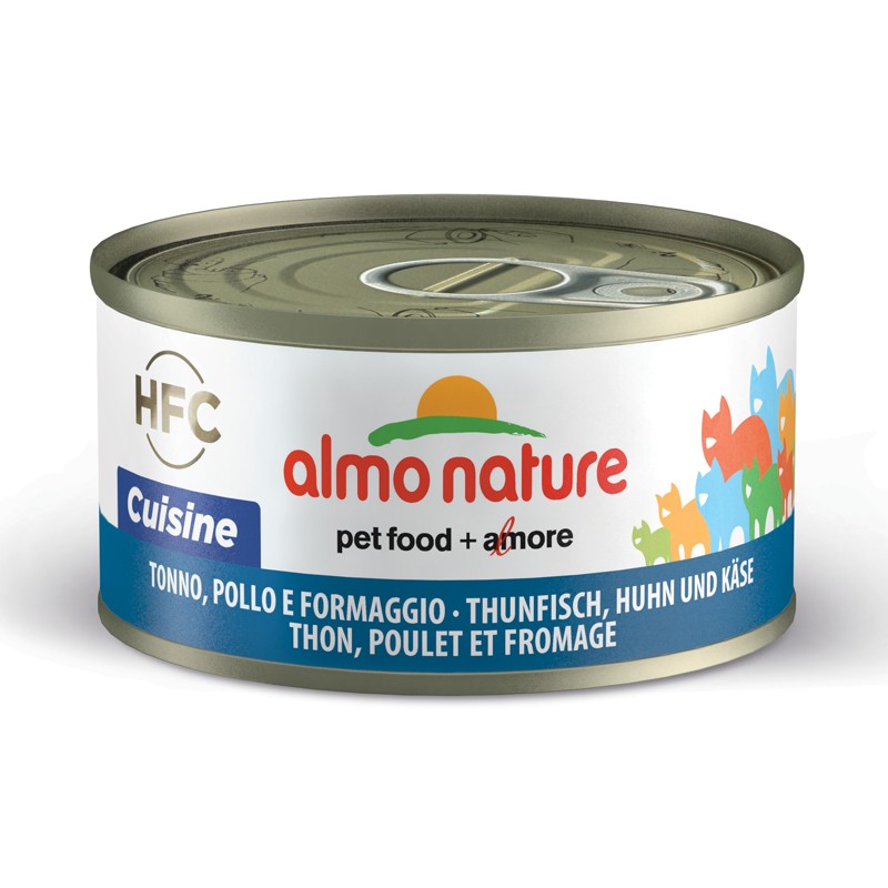 Almo Nature HFC al Tonno, Pollo e Formaggio per Gatti 70gr - 70 g, 6 pezzi