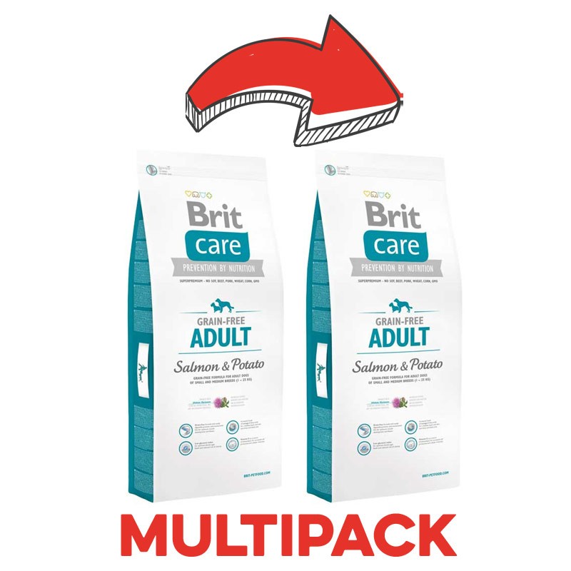 Brit Care Adult Grain Free Salmone e Patate - 3 Kg, 2 pezzi