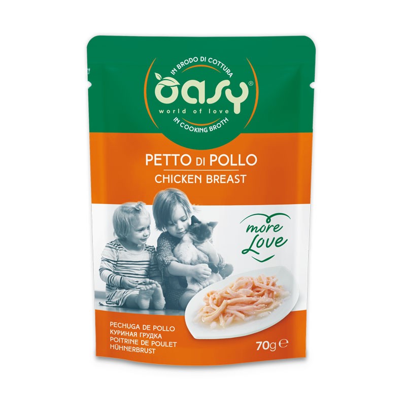 Oasy More Love Petto di Pollo in Busta per Gatti 70gr - 70 g, 12 pezzi