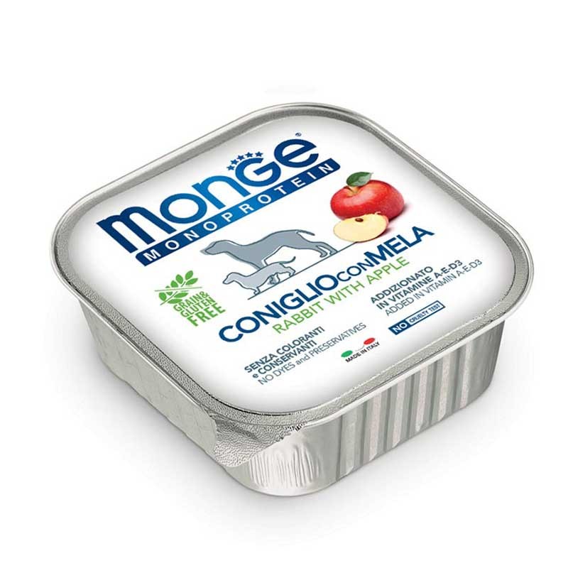 Monge Monoprotein Coniglio con Mela per Cani 150gr - 150 g, 6 pezzi