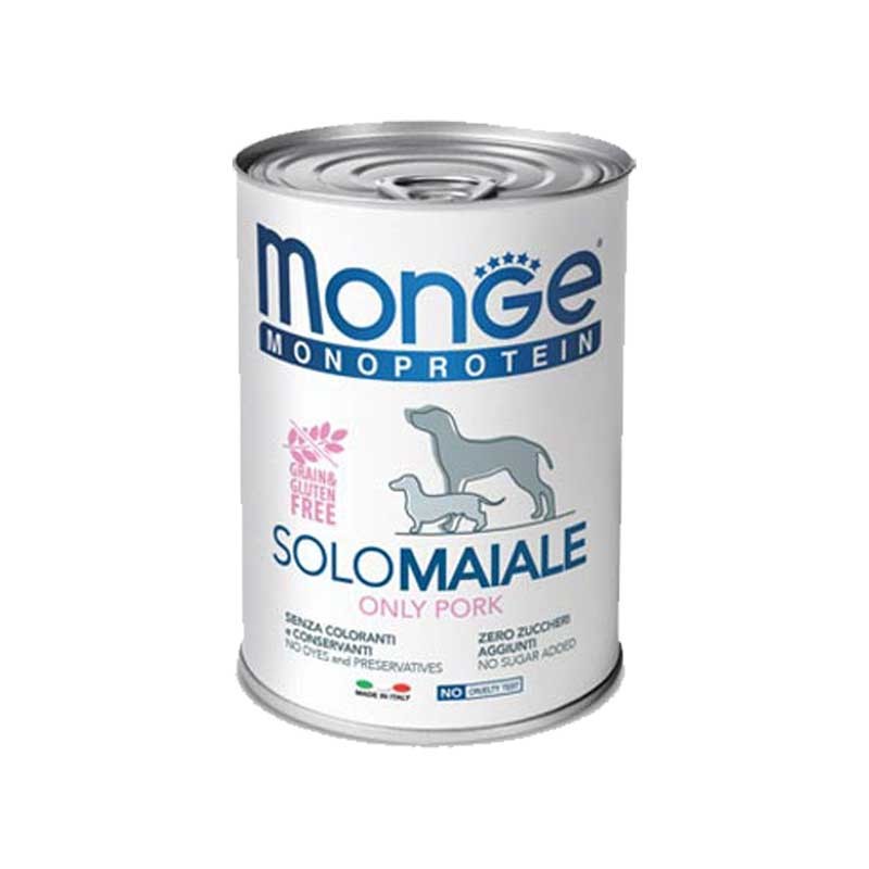 Monge Monoprotein Solo Maiale per Cani - 400 g, 6 pezzi