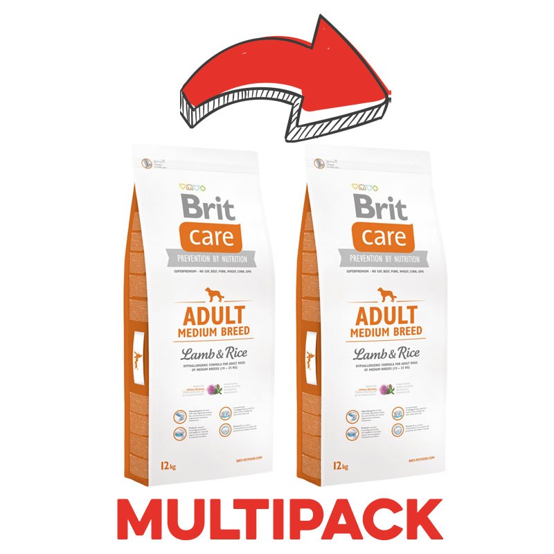 Brit Care Adult Medium Breed Agnello e Riso - 3 Kg, 2 pezzi