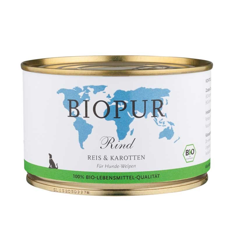 Biopur Puppy Manzo, Riso e Carote Umido per Cuccioli - 400 g, Singola img