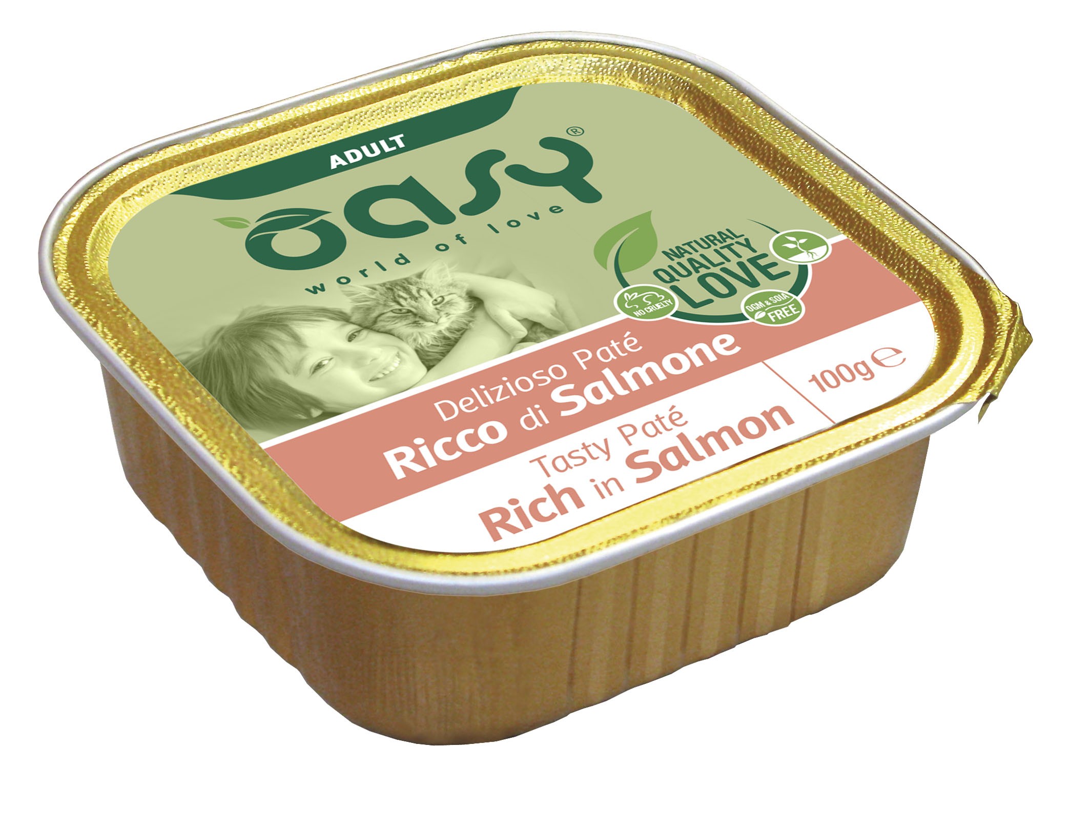 Oasy Adult Tasty Paté al Salmone Umido per Gatti - 100 g, 6 pezzi
