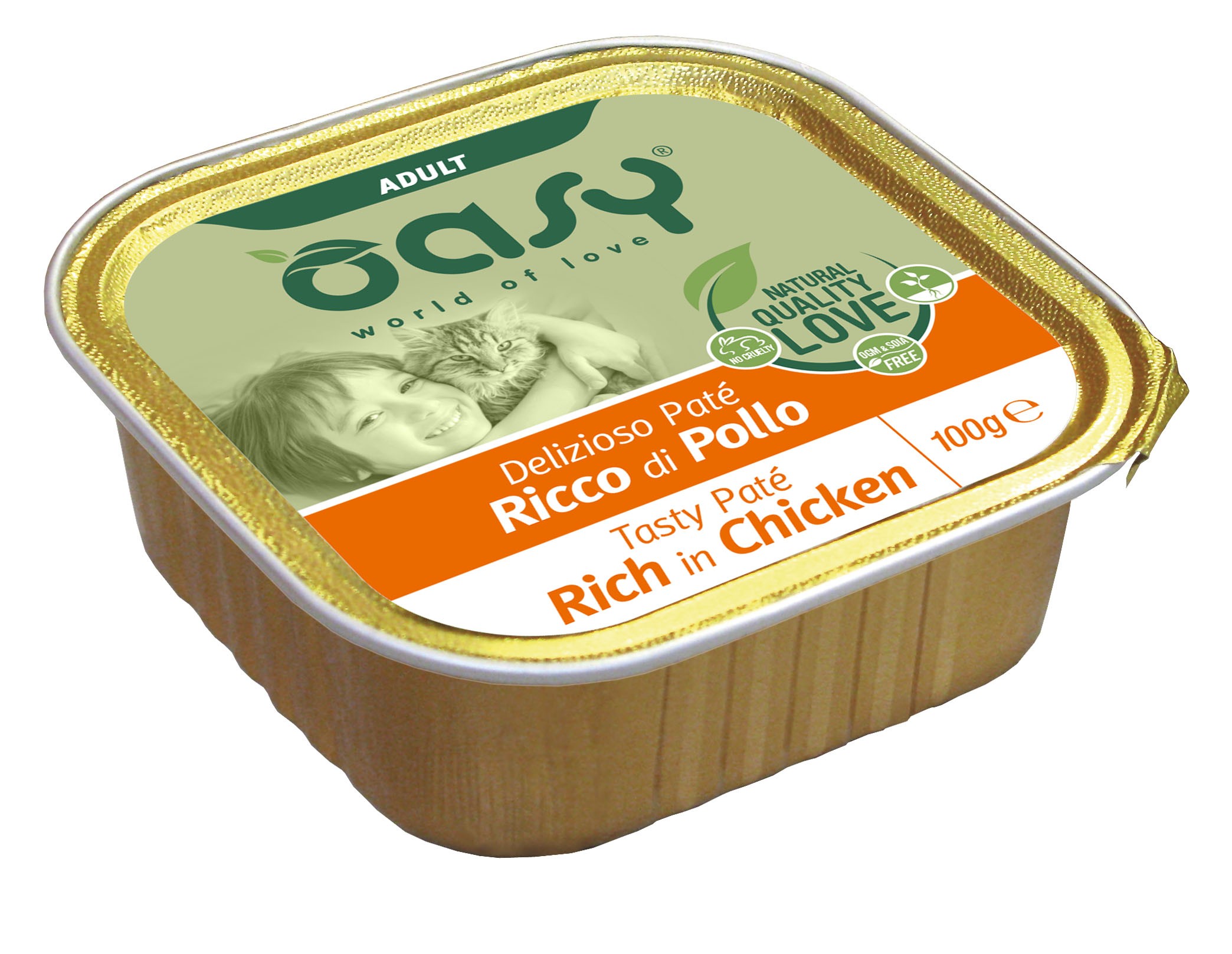 Oasy Adult Tasty Paté al Pollo Umido per Gatti - 100 g, 6 pezzi
