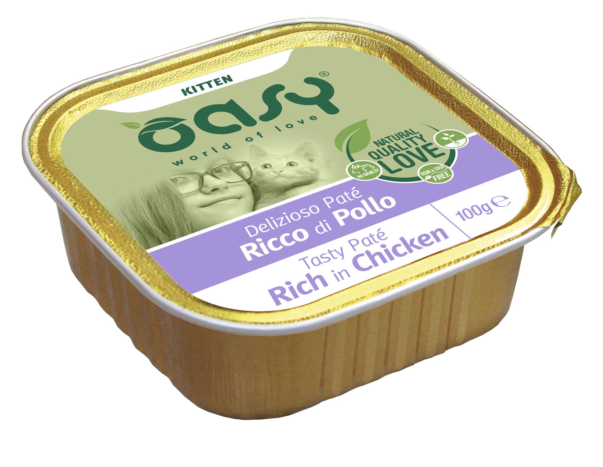 Oasy Kitten Tasty Paté al Pollo Umido per Gattini - 100 g, 6 pezzi