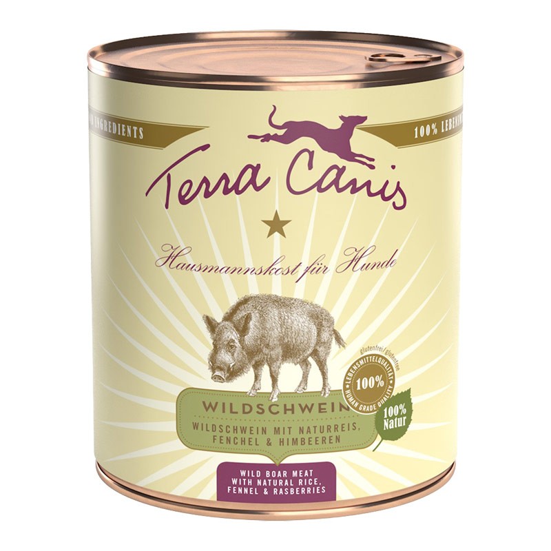Terra Canis Cinghiale con Riso Naturale, Finocchio e Lamponi - 400 g, Singola