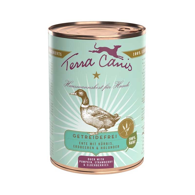 Terra Canis Anatra, Zucca, Fragola e Fiore di Sambuco Grain Free - 200 g, 12 pezzi Terra Canis Anatra, Zucca, Fragola e Fiore di Sambuco Grain Free - 200 g, 12 pezzi