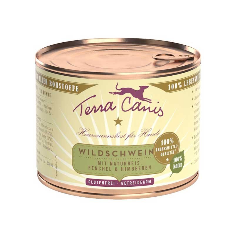 Terra Canis Cinghiale con Riso Naturale, Finocchio e Lamponi - 200 g, Singola