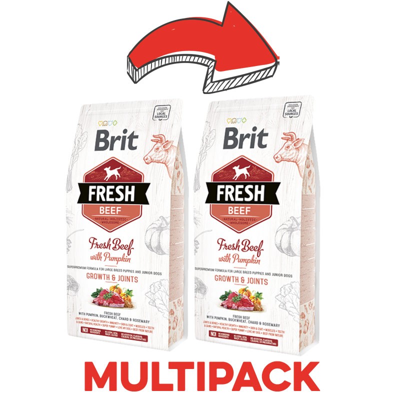 Brit Fresh Puppy Manzo e Zucca Large Breed per Cuccioli - 2.5 Kg, 2 pezzi