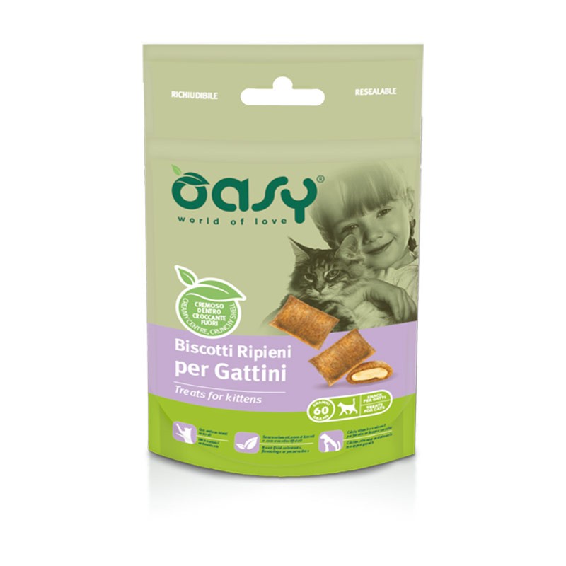 Oasy Biscotti Ripieni per Gattini - 60 g, Singola