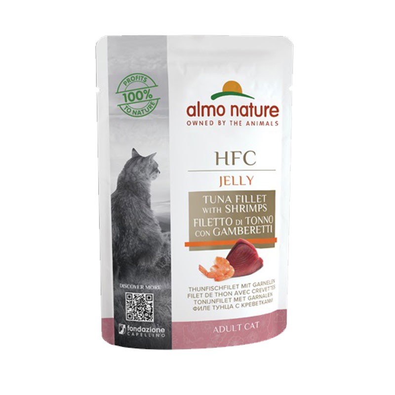 Almo Nature HFC Jelly Adult Cat Filetto di Tonno con Gamberetti - 55 g, Singola