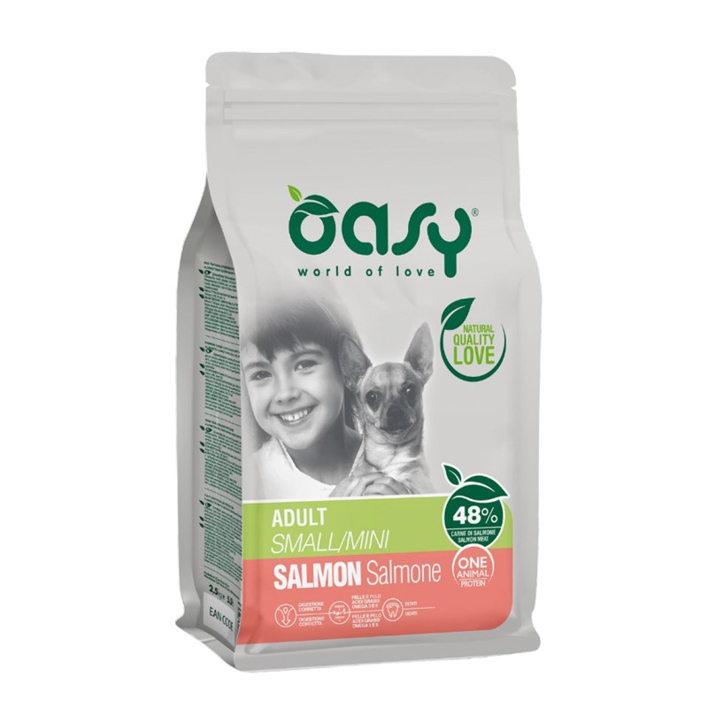 Oasy One Animal Protein Adult Small/Mini Salmone per Cani - 2.5 Kg, 3 pezzi