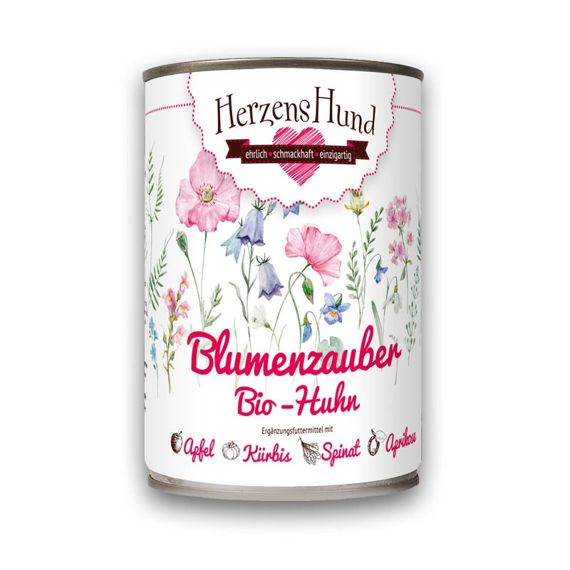 Herzens Hund Magia Floreale Pollo Biologico con Mela Bio Umido per Cani - 400 g