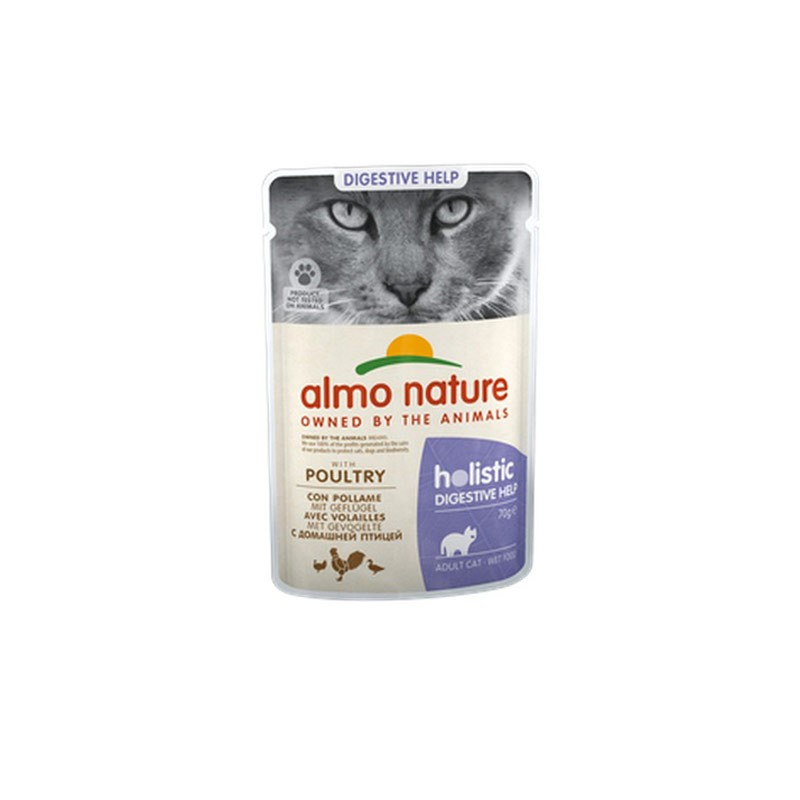 Almo Nature Cat Holistic Digestive Help con Pollame - 70 g, 12 pezzi