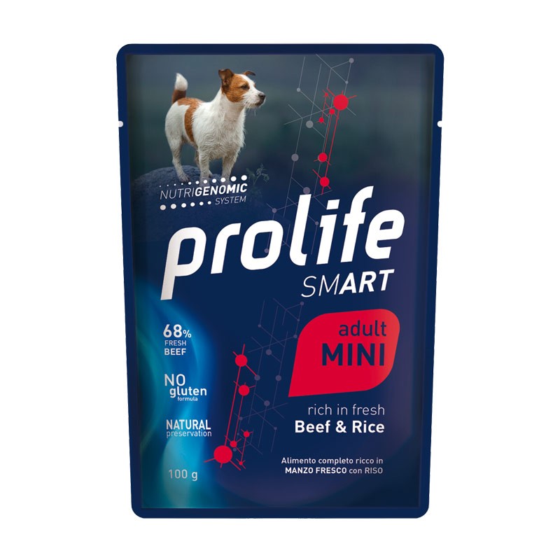 Prolife Smart Manzo e Riso Adult Mini Umido per Cani - 100 g, 12 pezzi