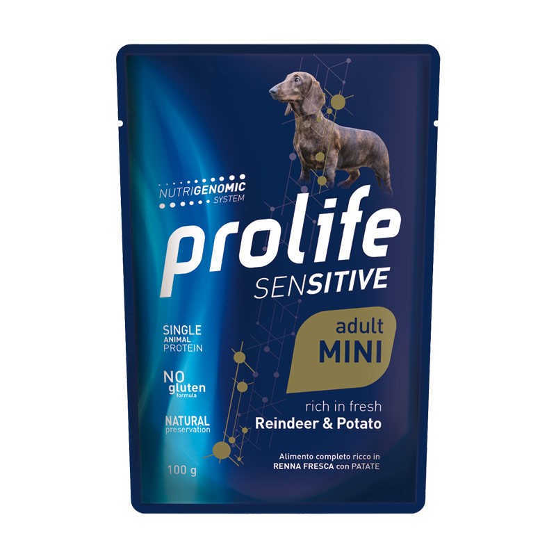 Prolife Sensitive Adult Mini Renna e Patata Umido per Cani - 100 g, 12 pezzi