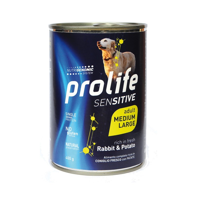 Prolife Sensitive Coniglio e Patate Adult Medium/Large Umido per Cani - 400 g, 12 pezzi