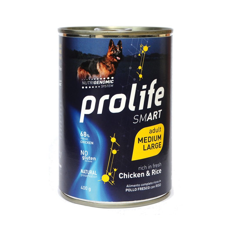 Prolife Smart Pollo e Riso Adult Medium/Large Umido per Cani - 400 g, 12 pezzi