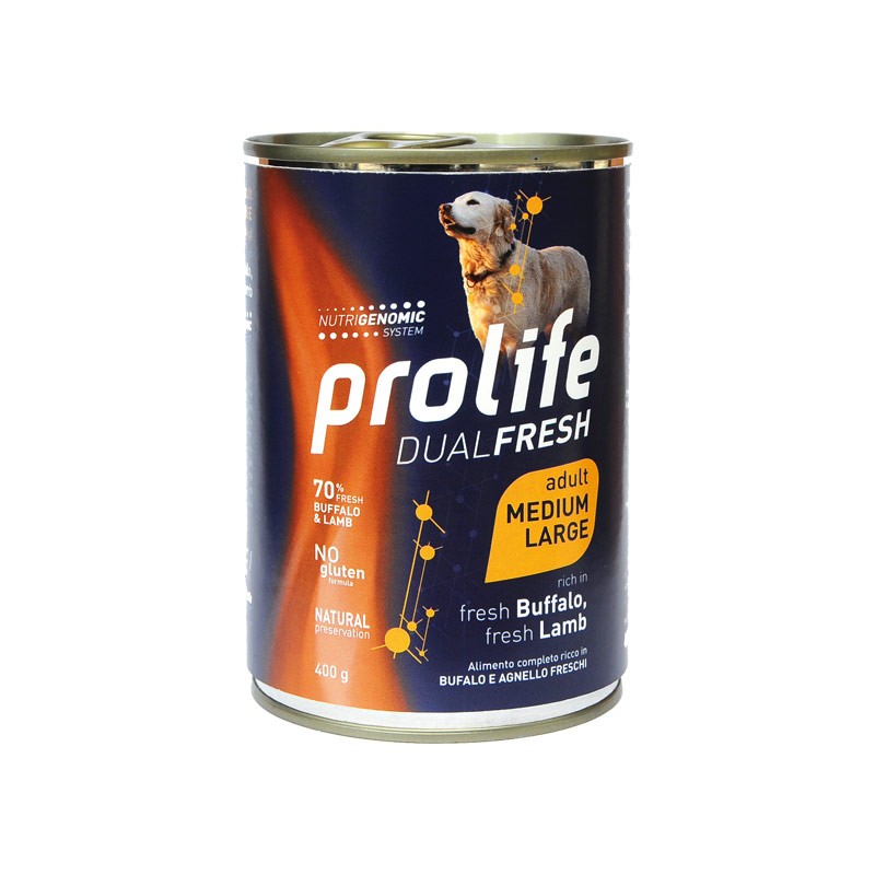 Prolife Dual Fresh Agnello e Bufalo Adult Medium/Large Umido per Cani - 400 g, 12 pezzi
