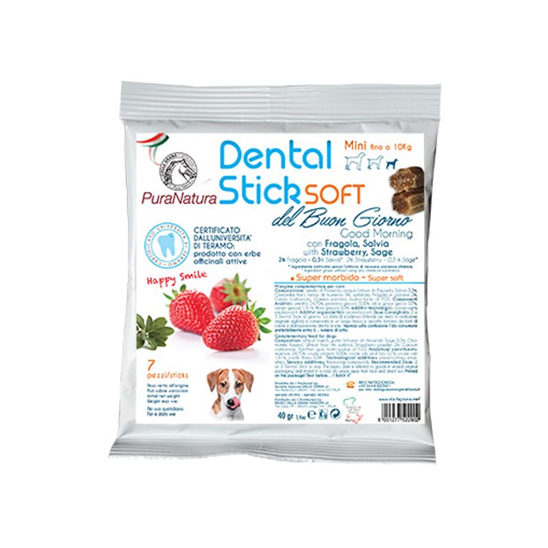 Dalla Grana Officinalis Dental Stick Mini Fragola e Salvia del Buongiorno per Cani - 90 g