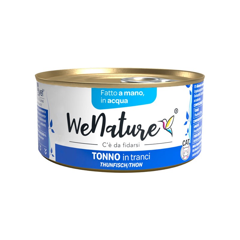 WeNature Tonno in Tranci in Acqua Umido per Gatti - 85 g, Singola