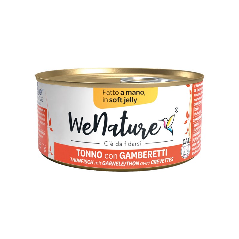 WeNature Tonno con Gamberetti Soft Jelly Umido per Gatti - 85 g, Singola